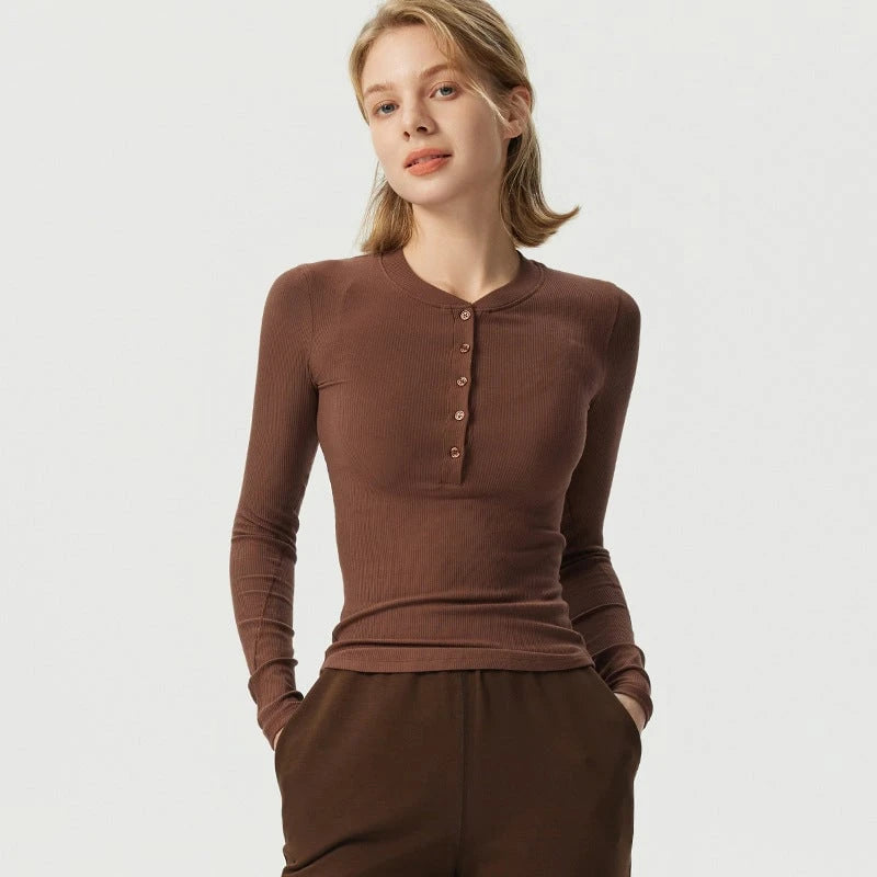 Women's Long Sleeve Shirt with Button Placket