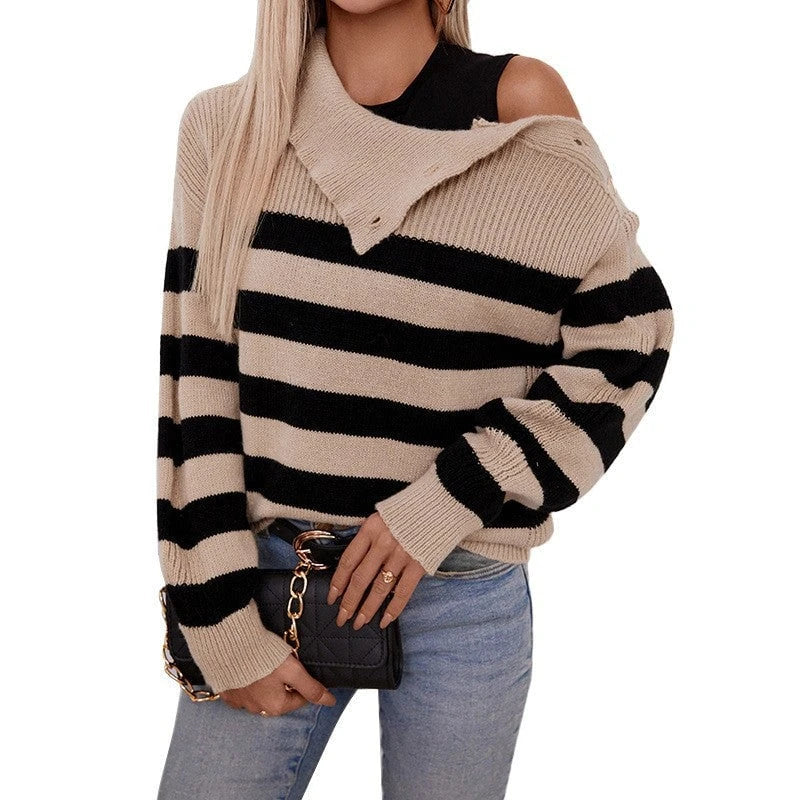 Women Striped Oversized pullover
