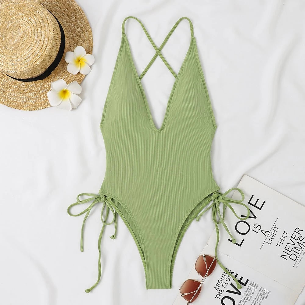 Femme Adjustable Cross-Back One-Piece Swimsuit
