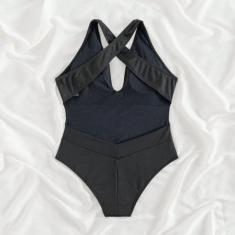 Women Minimalistic Deep V One-Piece Swimsuit