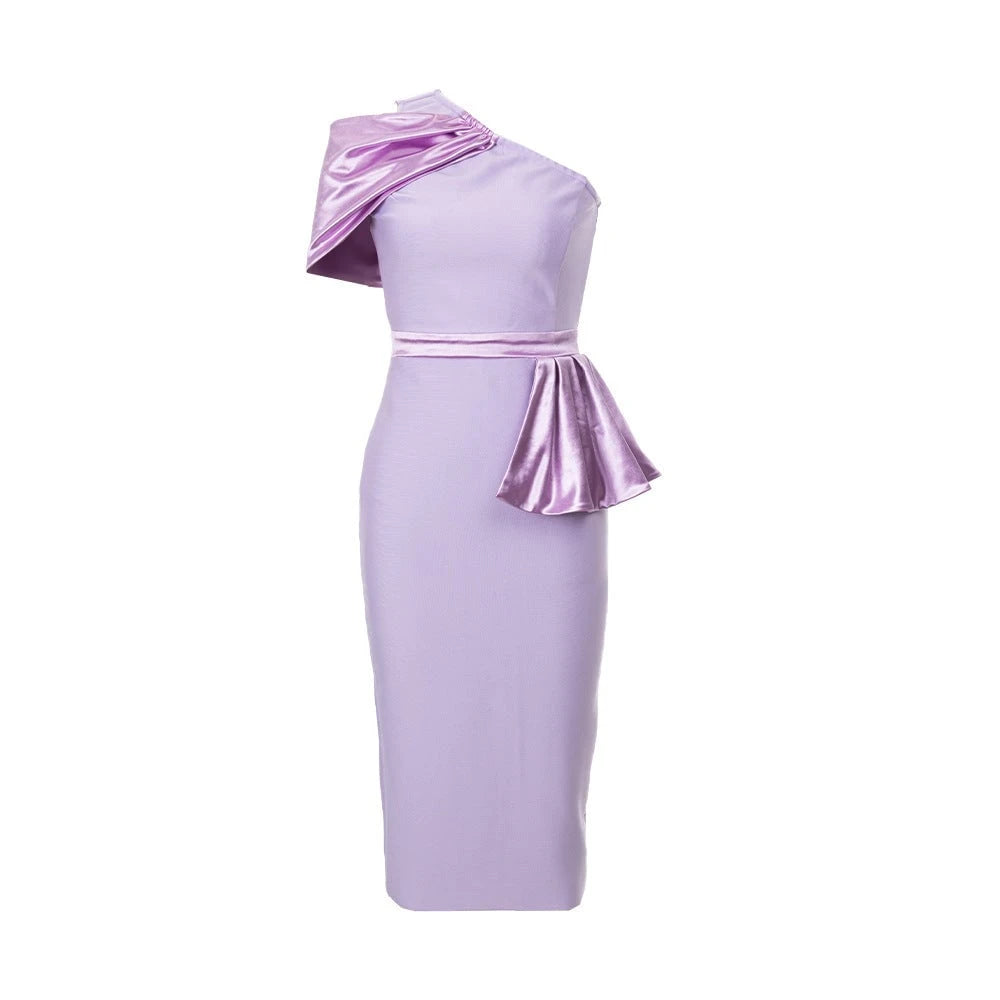 Women's elegant and fitted dress with asymmetrical design
