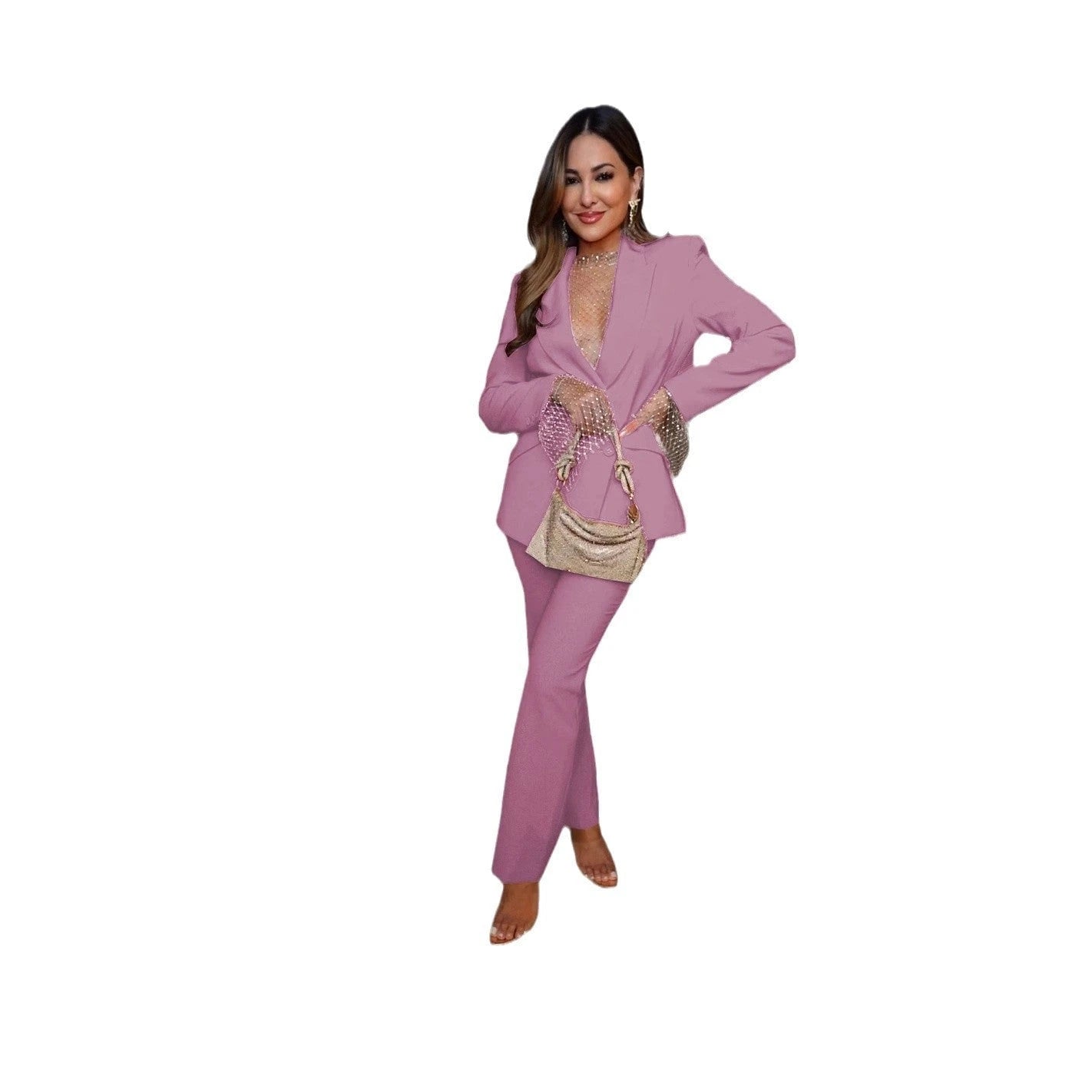 Women Elegant Blazer and Pantsuit with Chic Cut