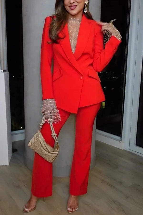 Women Elegant Blazer and Pantsuit with Chic Cut