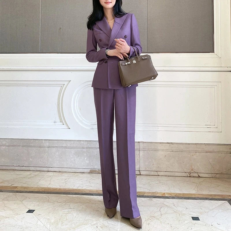Women's Double-Breasted Tailored Suit Set