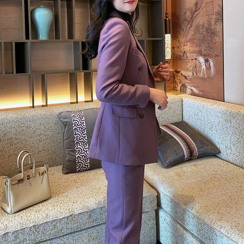 Women's Double-Breasted Tailored Suit Set