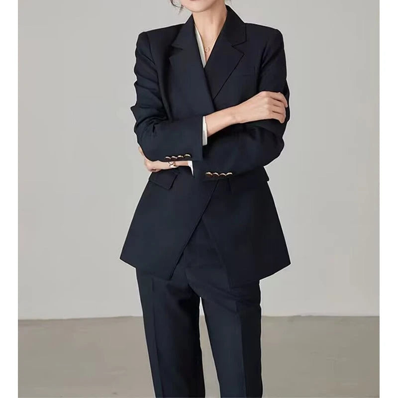 Women Tailored Double-Breasted Office Suit