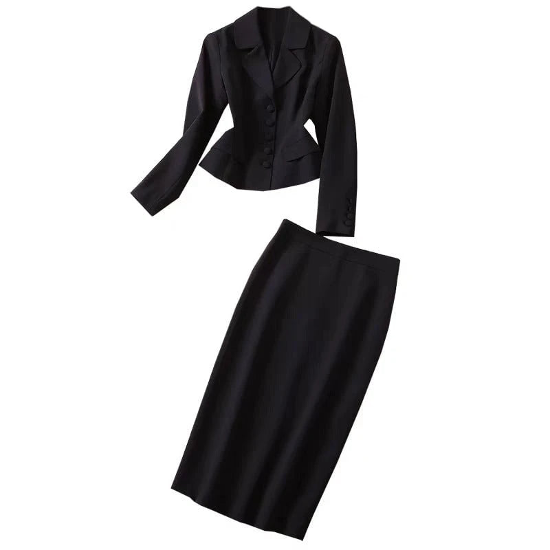 Women Tailored Peplum Suit Set