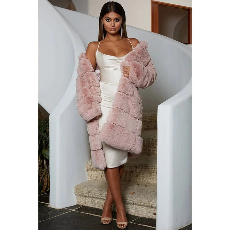 Ladies Elegant Faux Fur Jacket with Textured Surface and Generous Cut