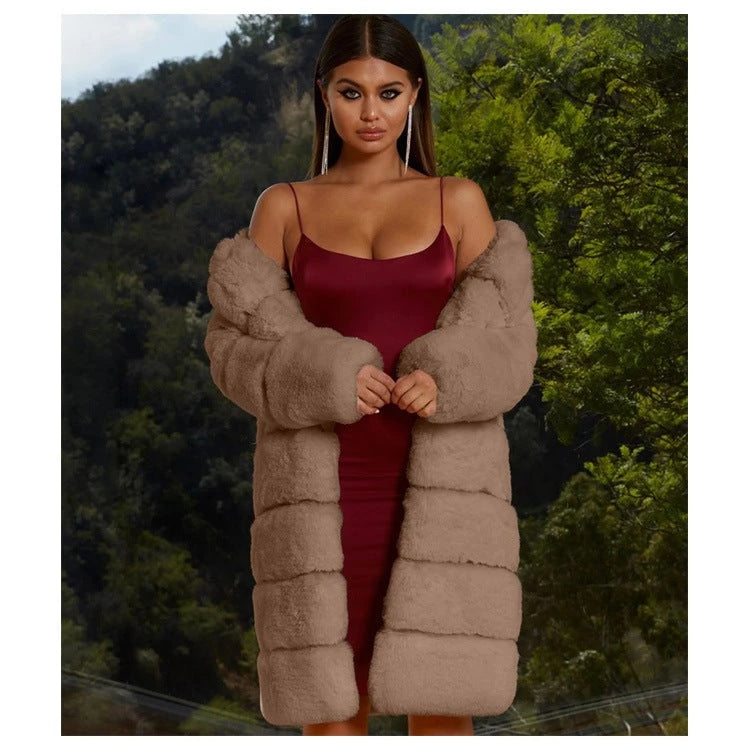 Ladies Elegant Faux Fur Jacket with Textured Surface and Generous Cut