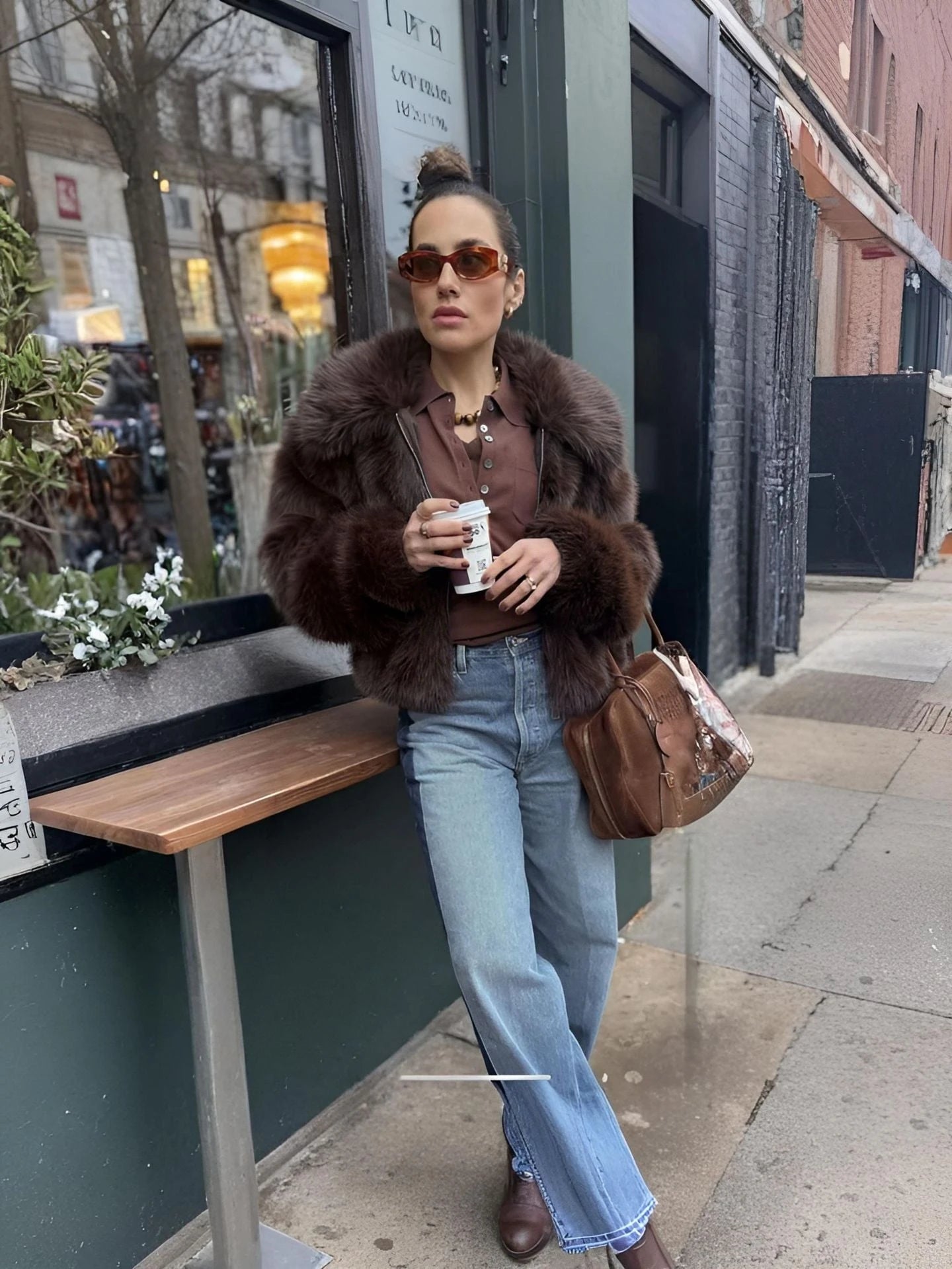 Ladies Fashion Faux Fur Winter Jacket