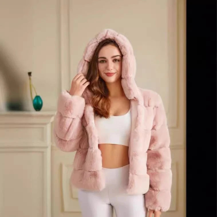 Ladies soft fleece jacket with hood