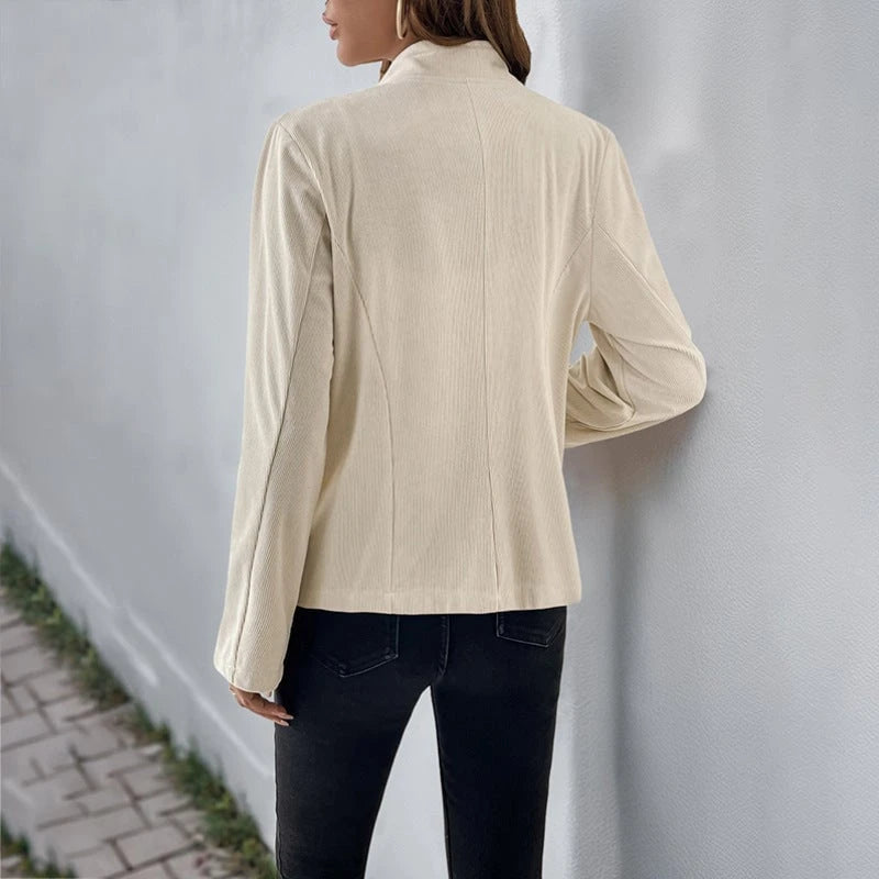 Women's elegant jacket with stand-up collar and two pockets