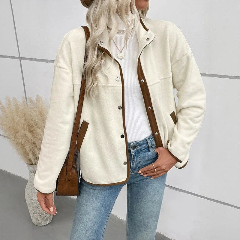 Women's Cozy Fleece Jacket with Contrast Elements