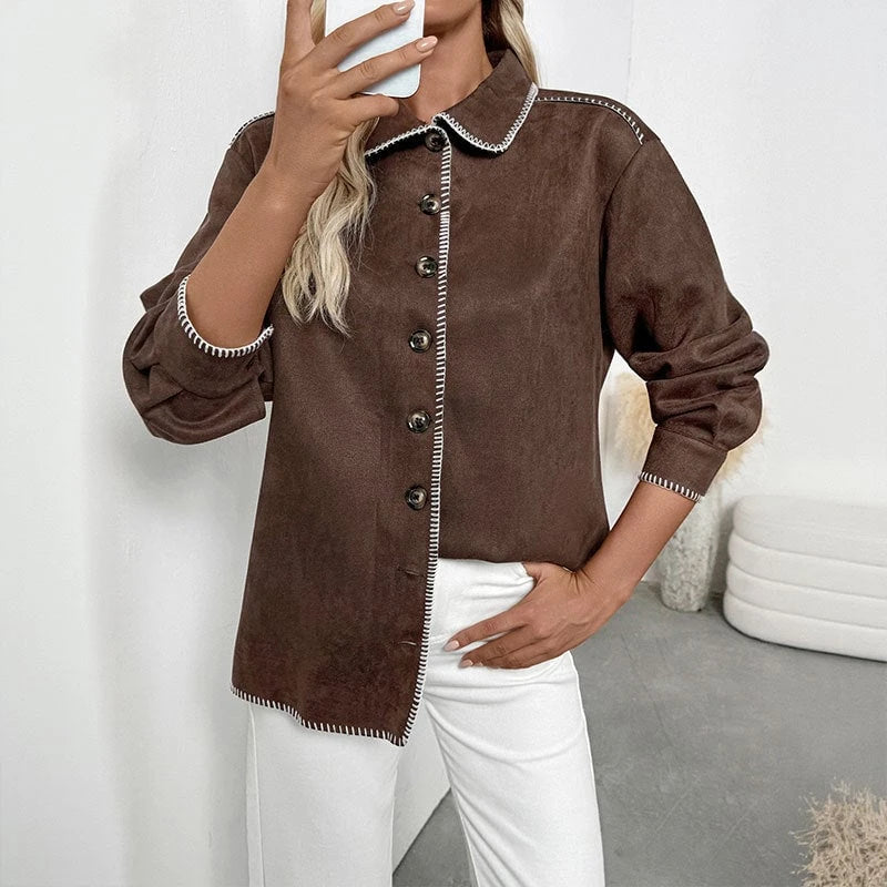 Women's casual overshirt jacket with contrasting seams