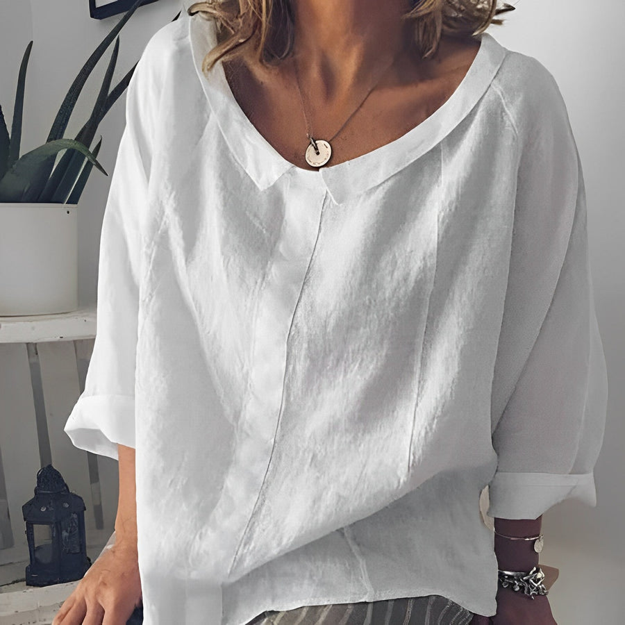 Blouse with Turned-down Collar