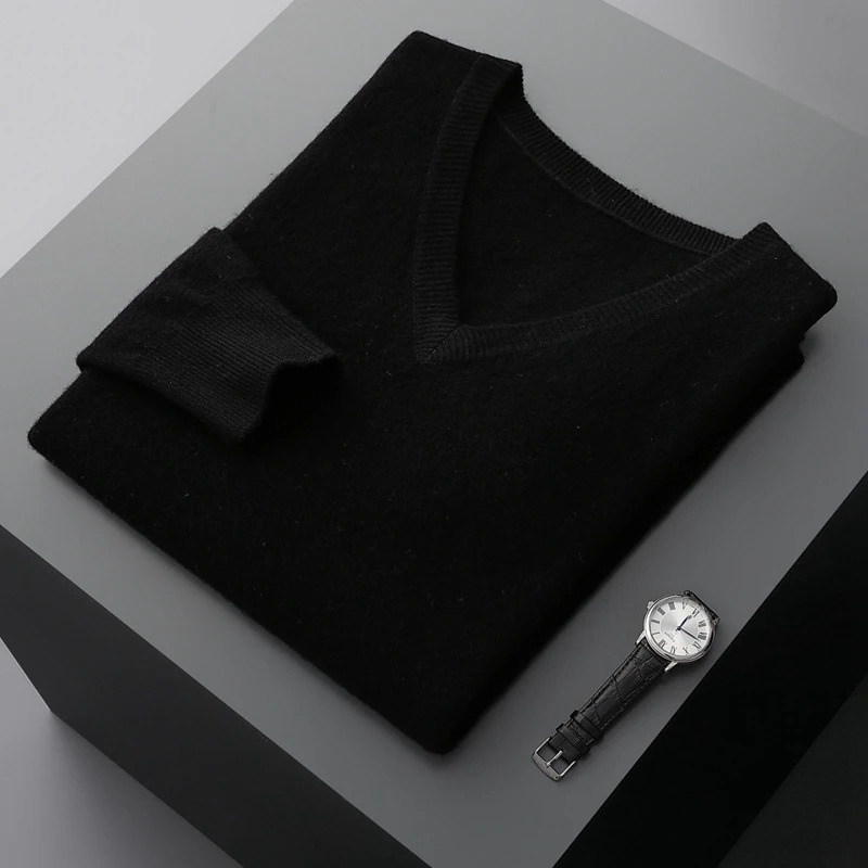 Cashmere Pullover Men, V-neck, Soft Cashmere Knit Material