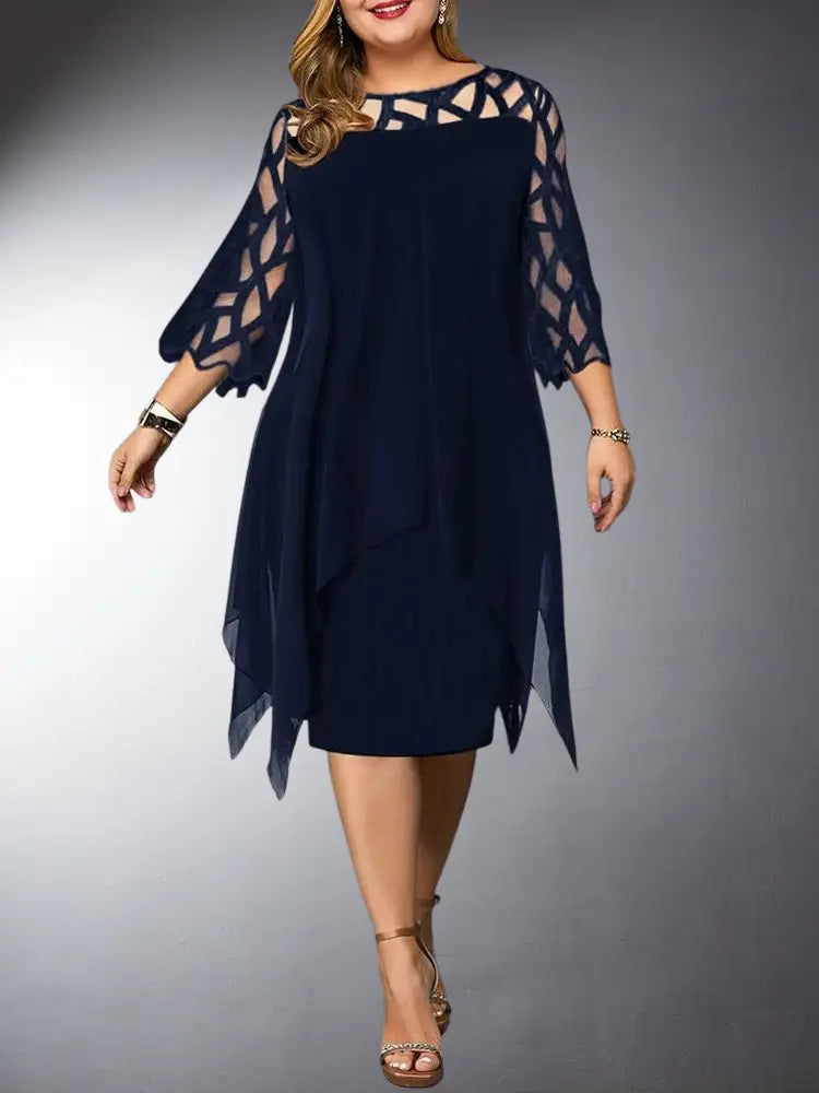 Elegant Plus Size Lace Midi Dress