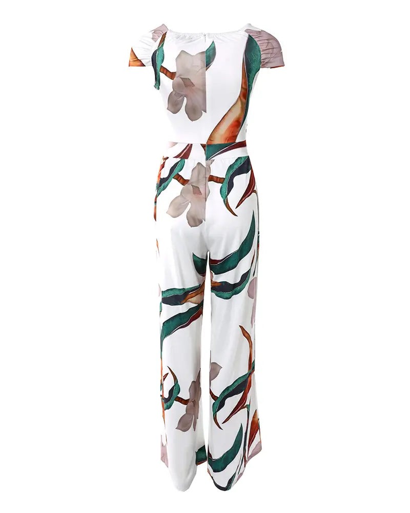 Elegant Jumpsuit Dress With Floral Pattern