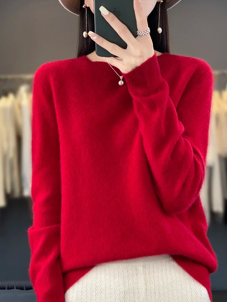 Cashmere Sweater Women Round Neck Soft and Elegant Knit Sweater