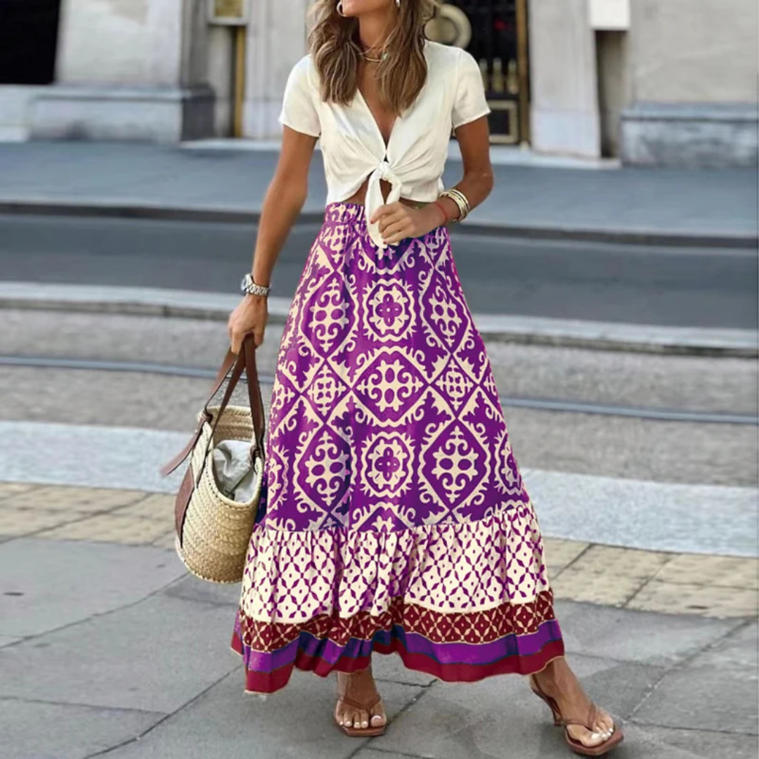 Skirttrendy Geometric High-Waisted Skirt For Casual Wear
