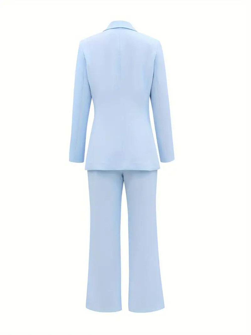 Elegance Revers Collar Blazer & High-Waisted Pants