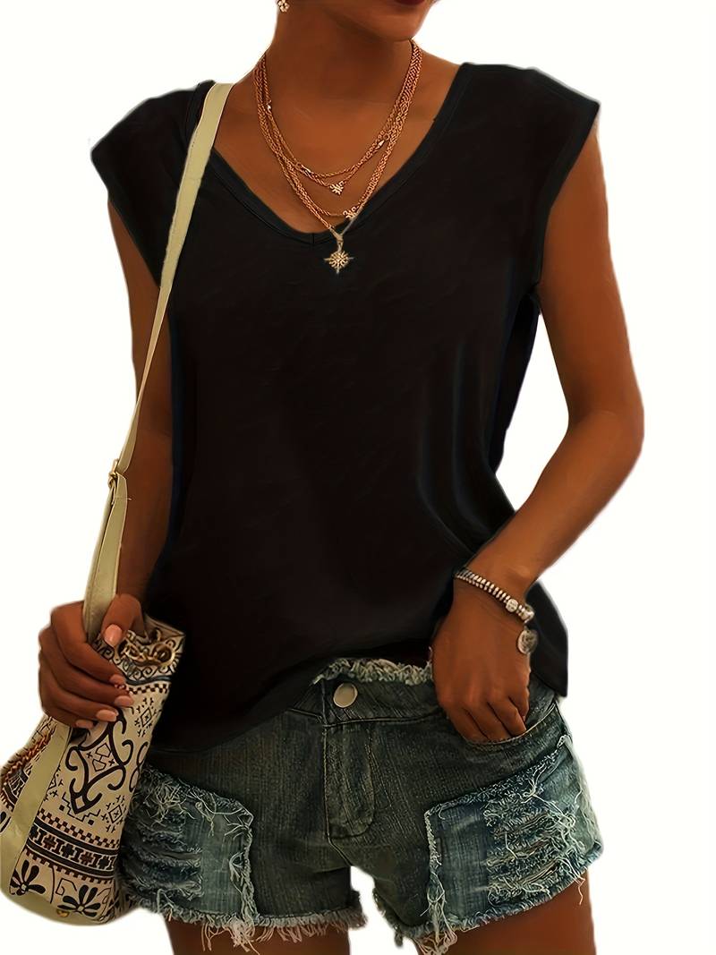 Casual, Simple T-Shirt With V-Neck