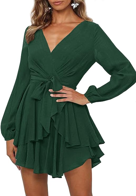 Gwendress With V-Neck And Lantern Sleeves