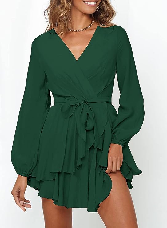 Gwendress With V-Neck And Lantern Sleeves