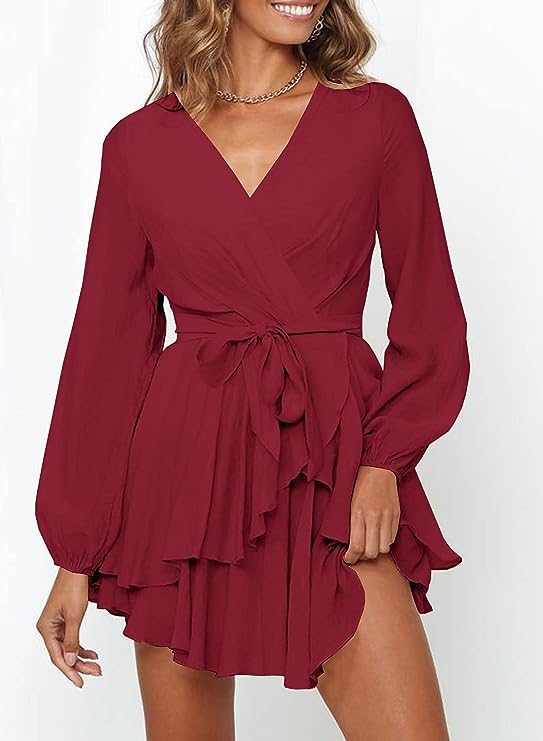 Gwendress With V-Neck And Lantern Sleeves