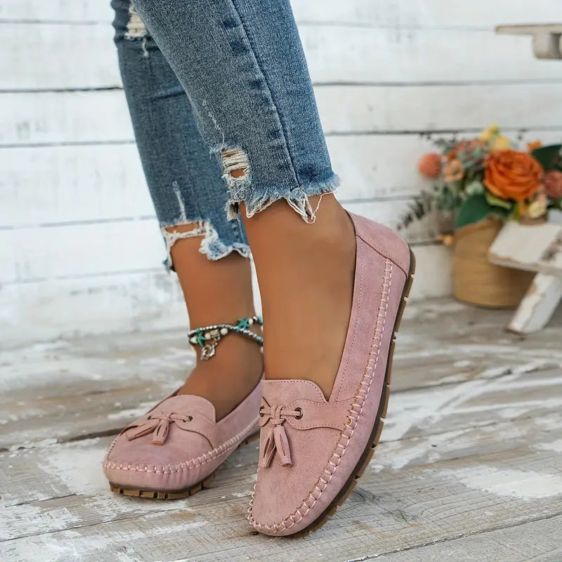 Classic Suede Loafers with Tassel Detail for Women