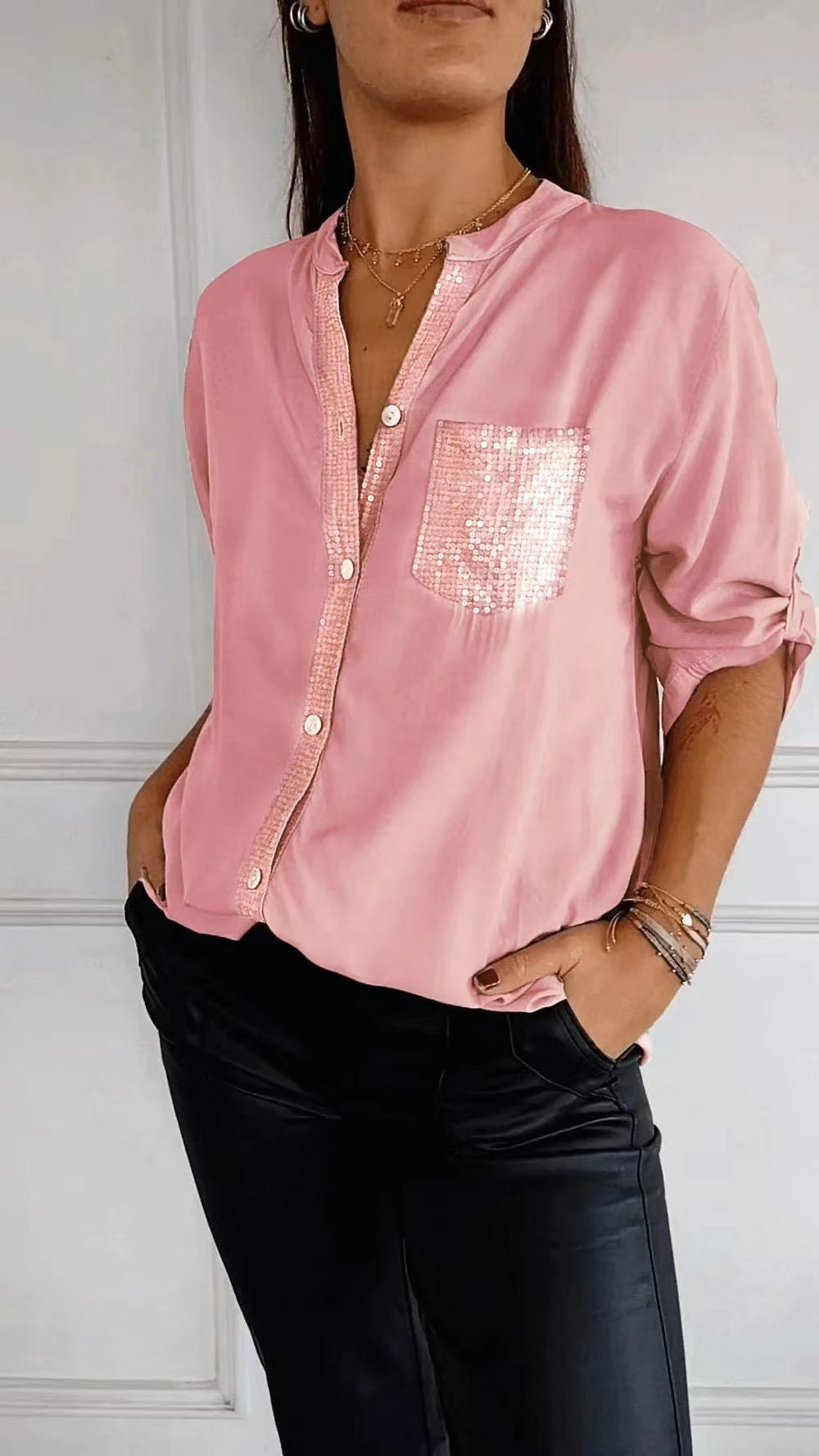 Lysse Fashion | Glitter Blouse With Sequin Pocket