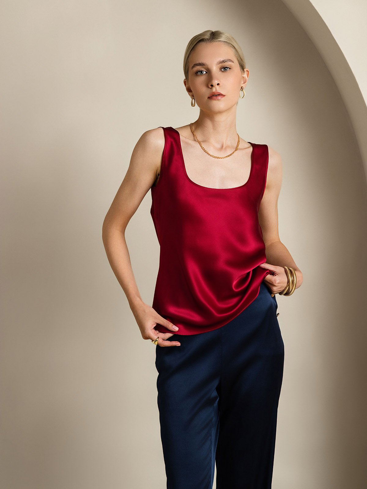 Silk U-Neck Tank Top
