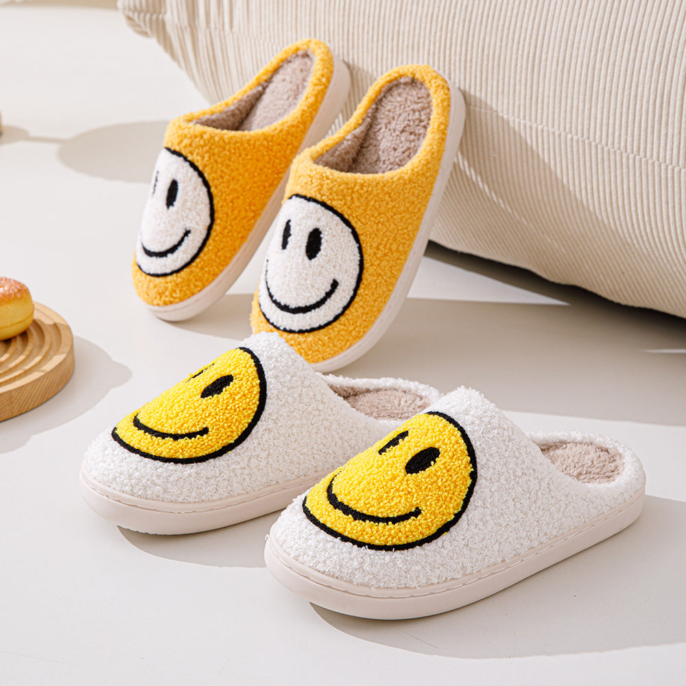Large Smiley Pattern Fur Slippers