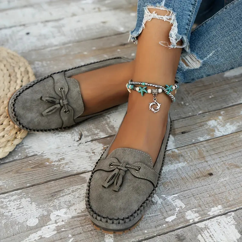 Classic Suede Loafers with Tassel Detail for Women