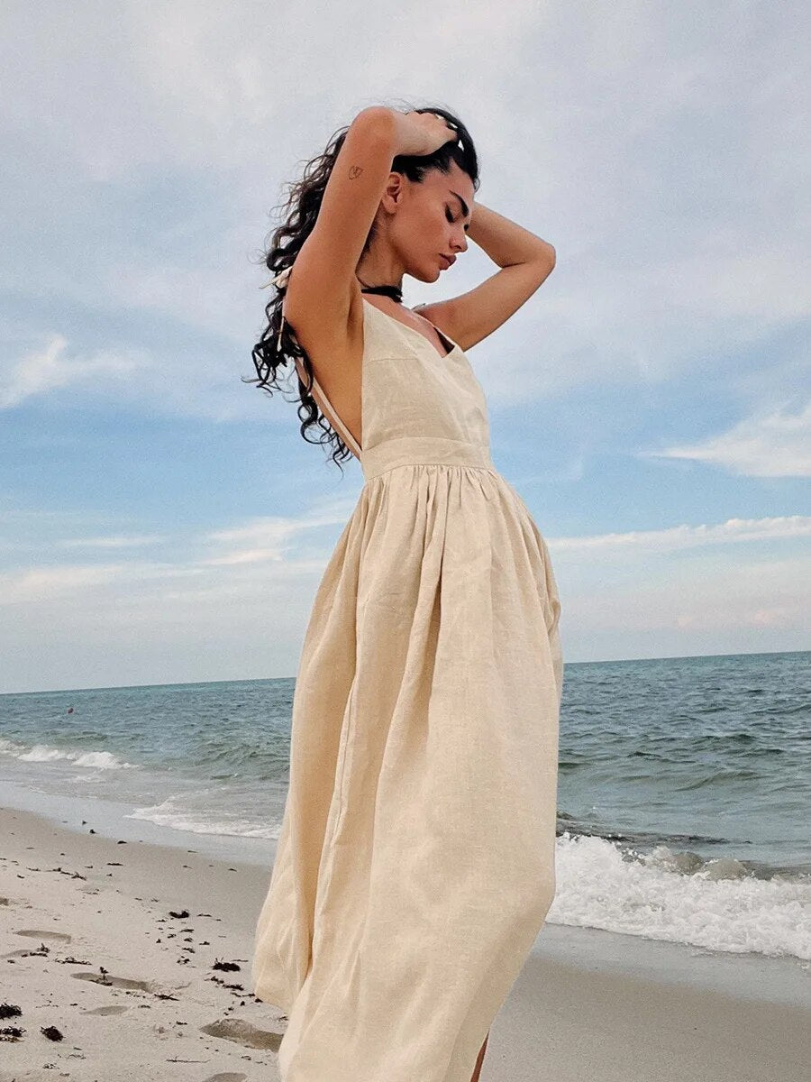 Breathable Summer Dress Made of Linen for Women