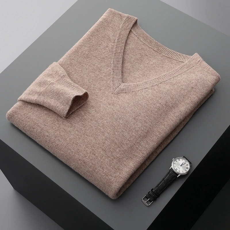 Cashmere Pullover Men, V-neck, Soft Cashmere Knit Material