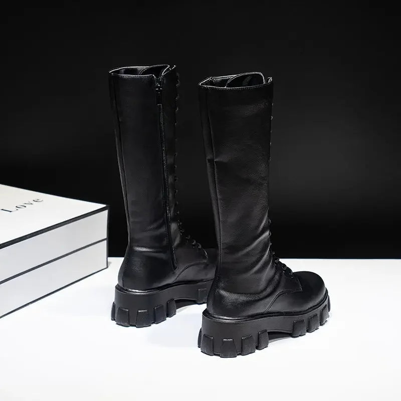 Lysse | Leather knee-high boots with heel for women perfect for casual days