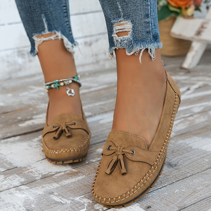Classic Suede Loafers with Tassel Detail for Women