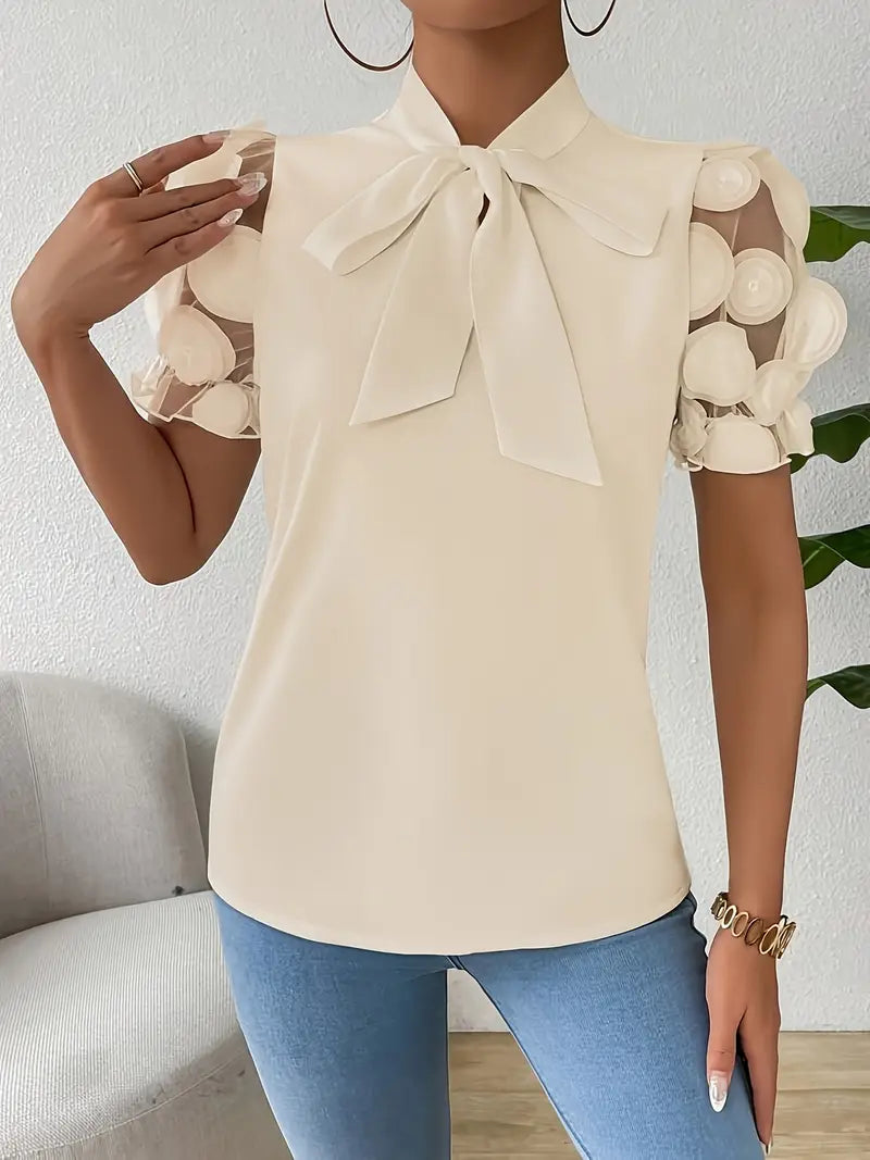 Blouse with Transparent Puff Sleeves