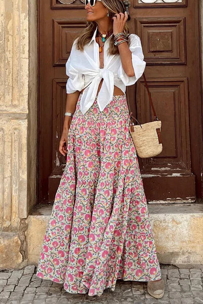 Summer Long Skirts Boho Print