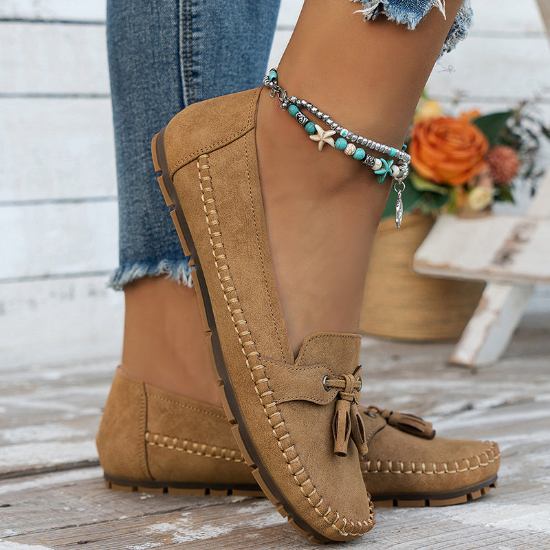 Classic Suede Loafers with Tassel Detail for Women