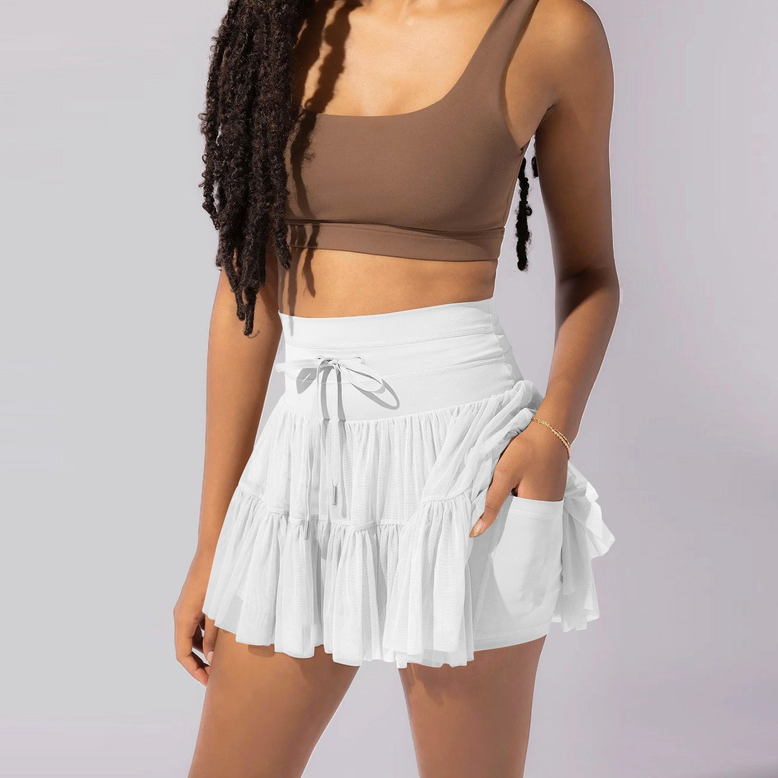 High Waist Mini Skirt With Safety Shorts