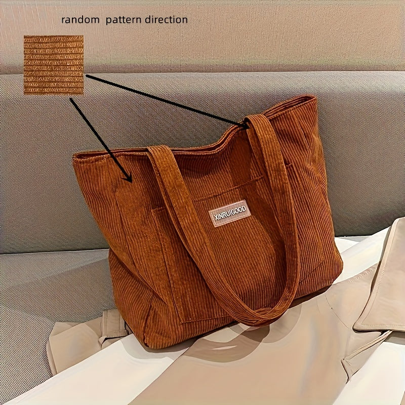 Elegant Women's Bag Made of High-quality Corduroy Vegan Leather