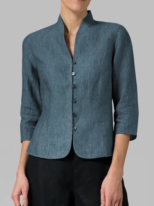 Stylish Blouse With Stand-up Collar for Ladies
