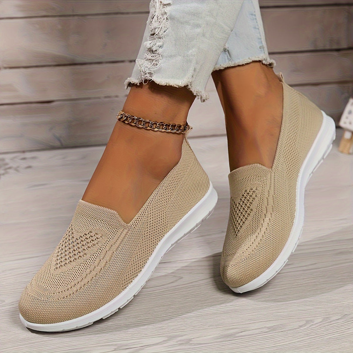 Lysse | Solid Color Knitted Sneakers For Women