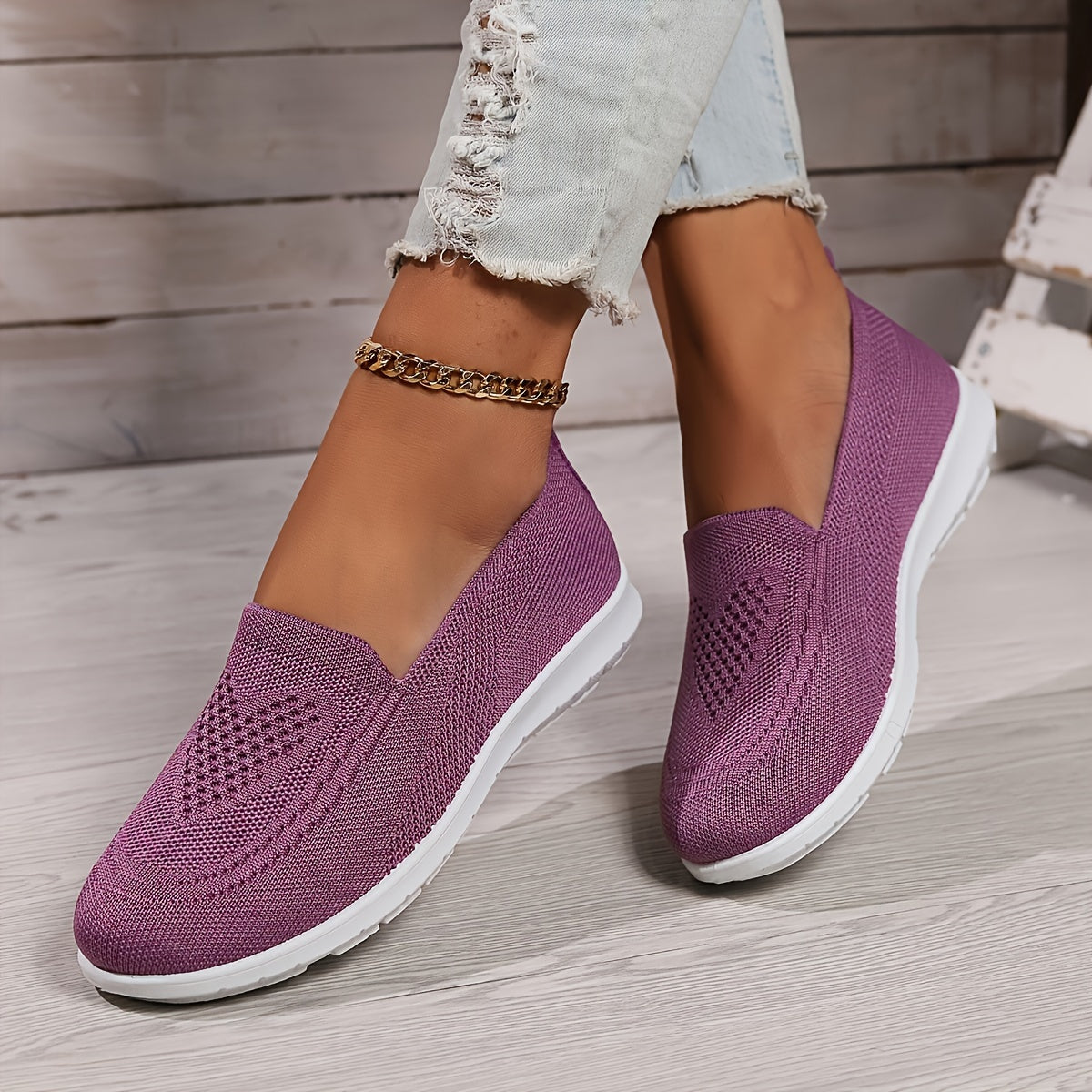 Lysse | Solid Color Knitted Sneakers For Women