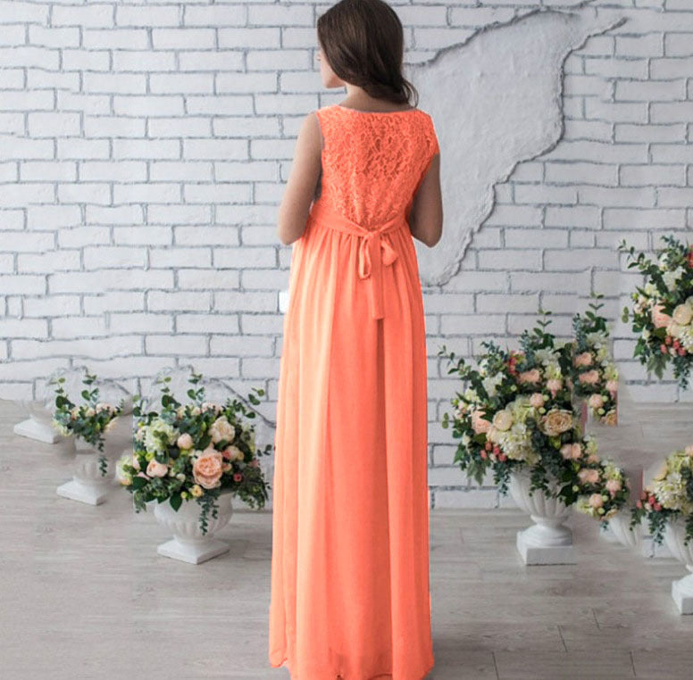 Women Elegant Lace Maternity Maxi Dress