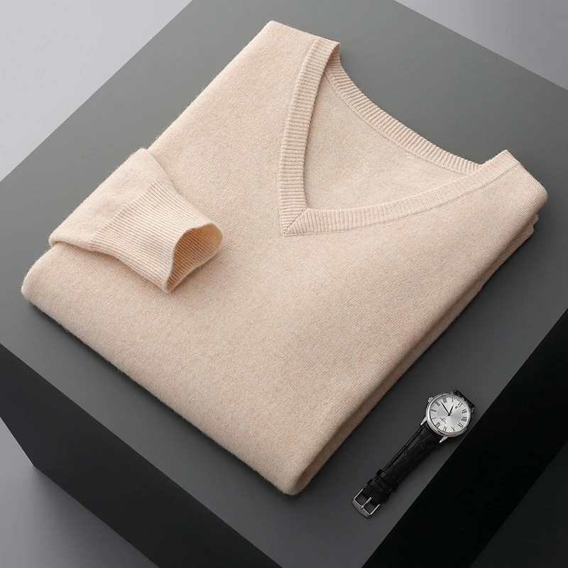 Cashmere Pullover Men, V-neck, Soft Cashmere Knit Material