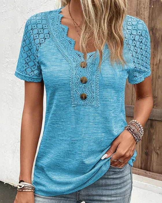 Women's T-Shirt with Short Sleeves and Lace