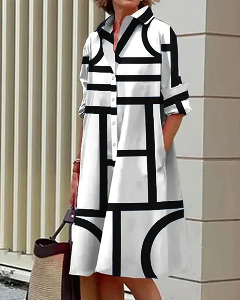 Dress with pockets and geometric print